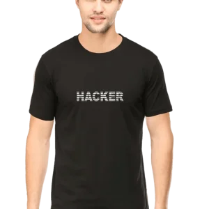 Men's Double-Sided T-Shirt - Black | Hacker Design Front & Back – front view
