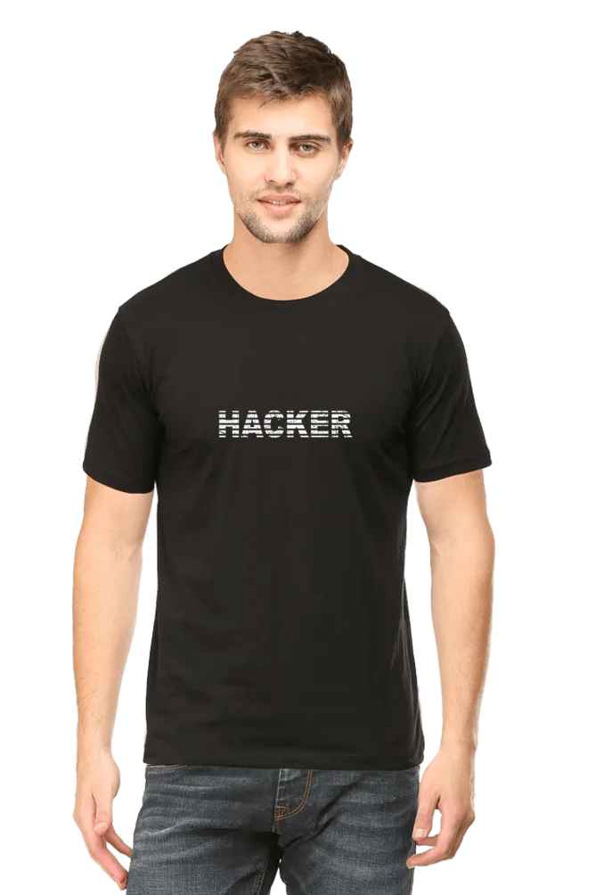 Men's Double-Sided T-Shirt - Black | Hacker Design Front & Back – front view